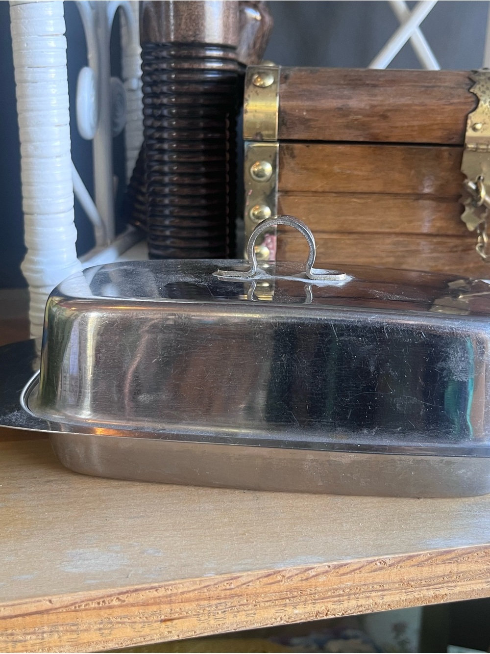 Stainless Steel Covered Butter Dish - Classic Silver Finish